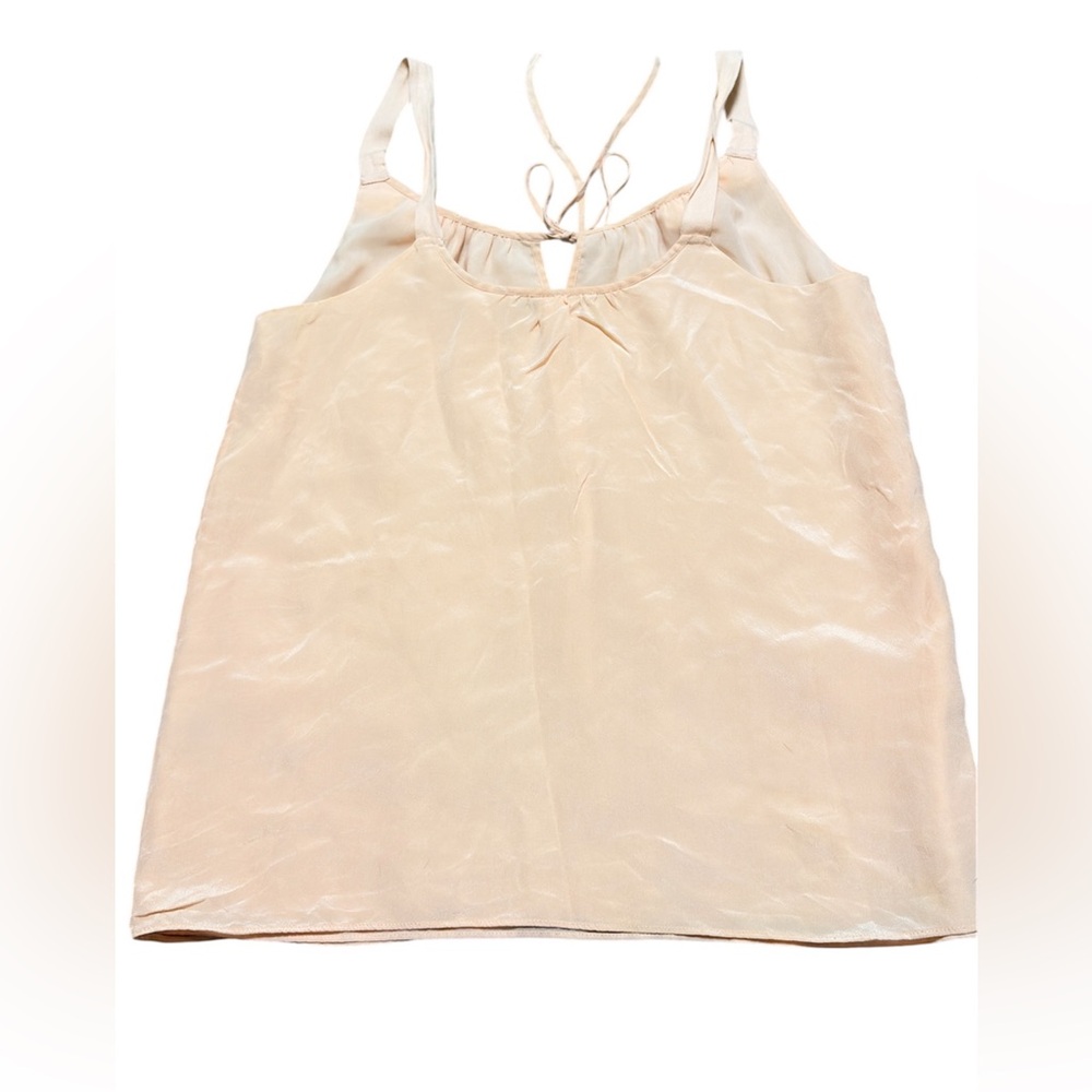 Banana Republic Silk Top Peach Rosette Strap Tie Neck Petite XS Lined Sleeveless - Picture 4 of 10